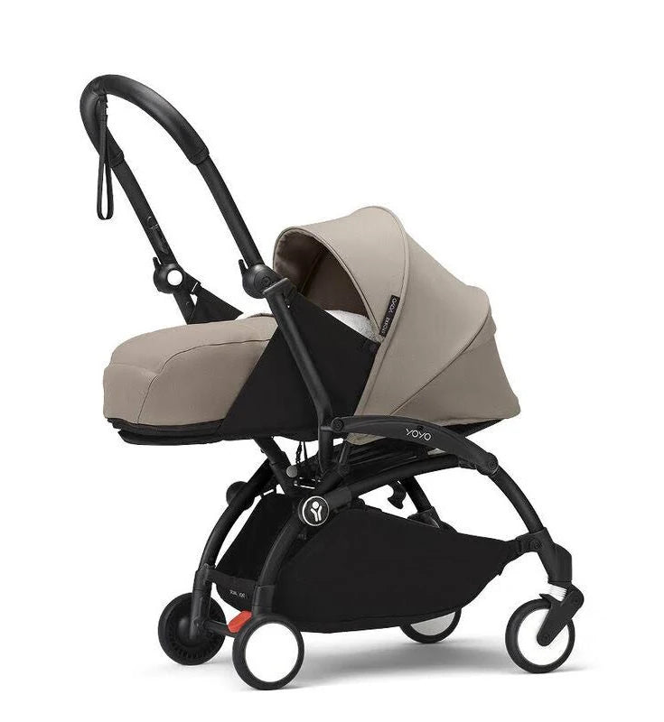 Stokke YOYO³ Complete Bundle from Birth – Black Frame + 0+ Taupe Newborn Pack + 6+ Pack (STOKKE YOYO)